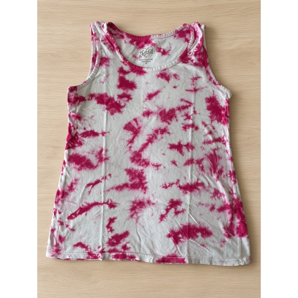 Justice Girls Pink White Tie Dye Sleeveless Tank Top Size 10